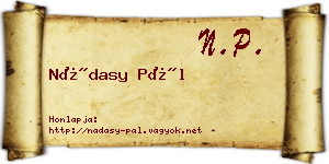 Nádasy Pál névjegykártya